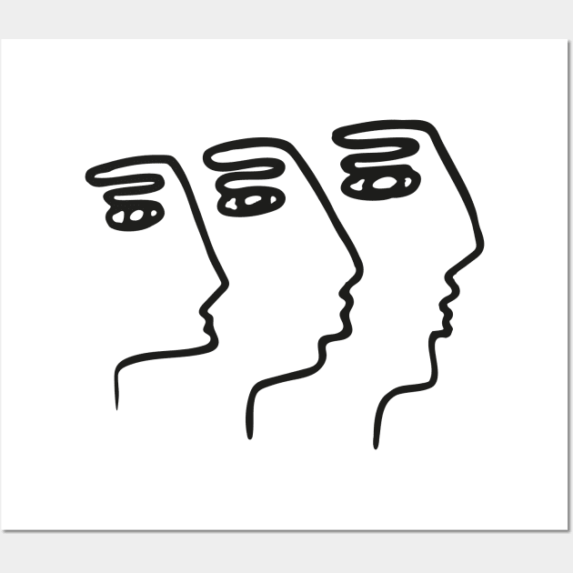 Abstract Faces Fingers Doodle One Line Art Wall Art by MReinart